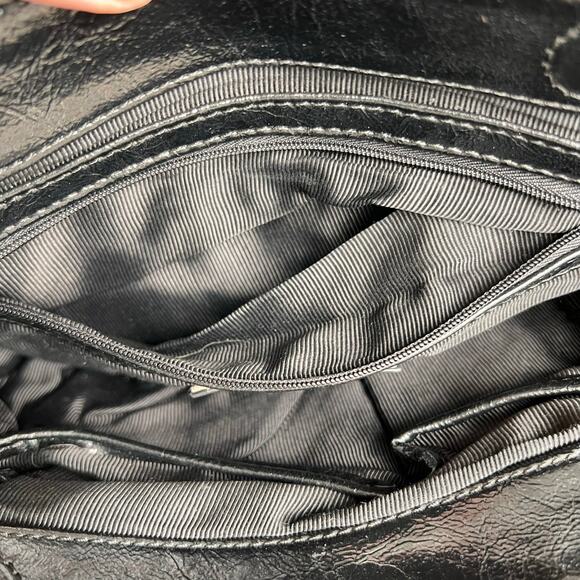 Express Ruched Clutch Handbag Black Faux Patent Leather Evening Clutch Purse - Picture 7 of 9